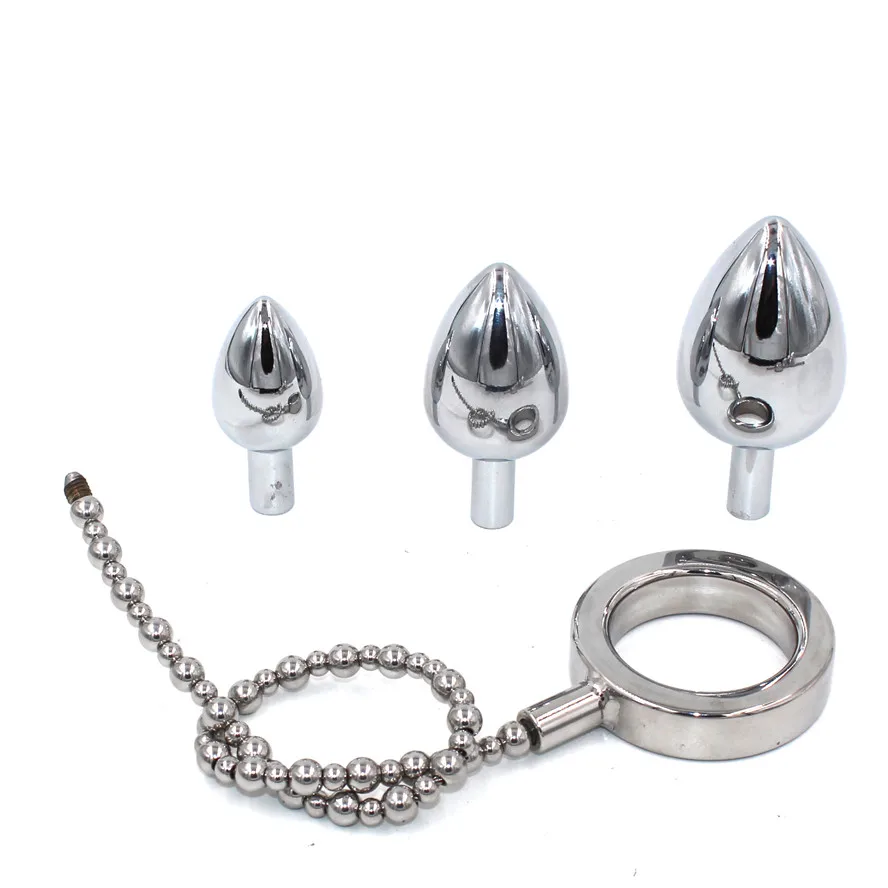 Cock Ring Anal Plug Sex Toys Metal Butt Male Prostate Stimulating Penis Strap On 3 Plugs Chastity Drop shipping | Красота и здоровье