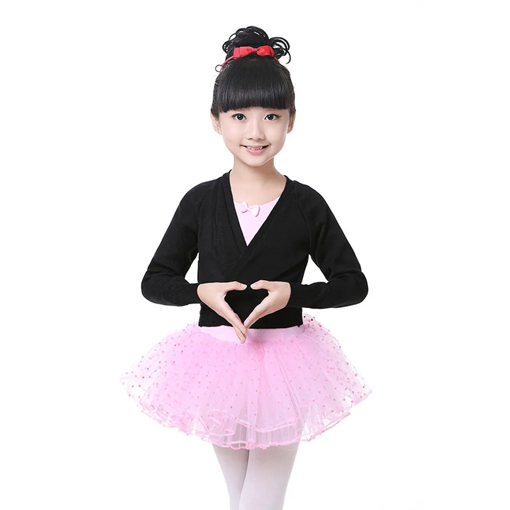 2019 Autumn Girls dancewear Winter Long Sleeve Dance Clothes Ballet Training Warm Knitted Cardigan Crossover Wrap kids clothes | Детская