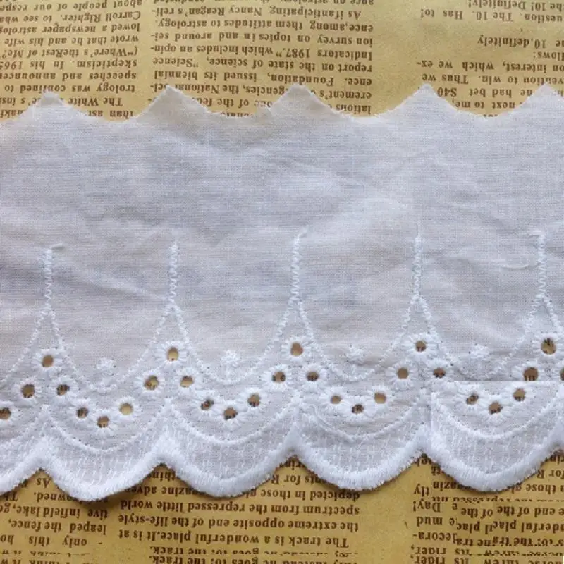 

YACKALASI 14 Yds Swiss Cotton Voile Eyelet Embroidered Lace Applique Lace Fabrics White 6.5cm