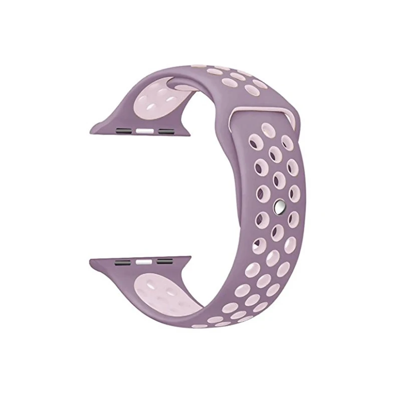 Purple powder 22 Спортивный ремешок для часов для apple watch, ремешок 42 мм, 38 мм, версия apple watch 4 5 44 мм 40 мм iwatch серии 3/2/1 силиконовый ремешок браслет ремень - Цвет ремешка: Purple powder 22