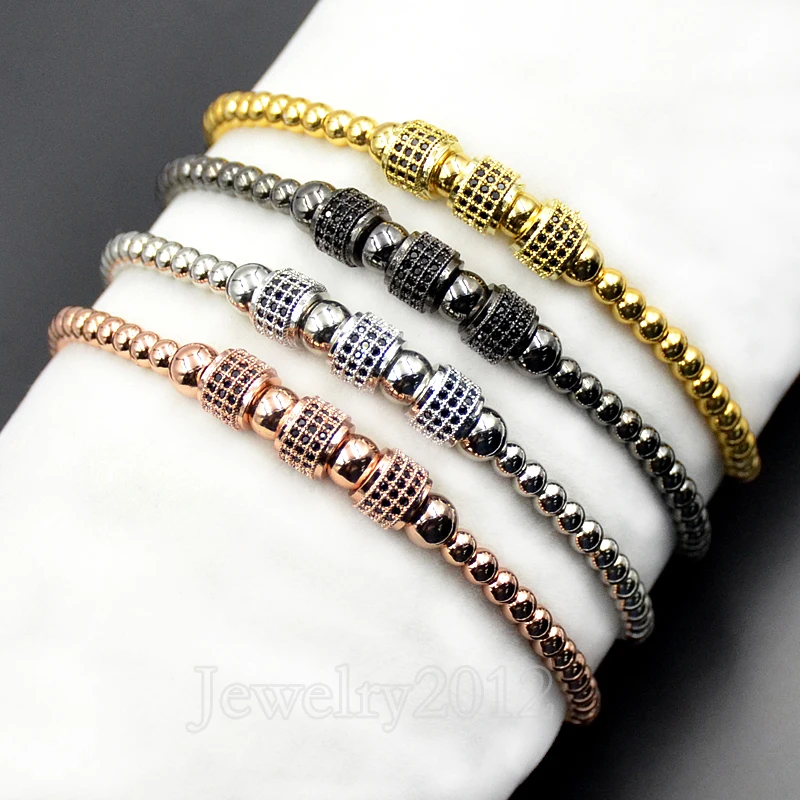 5 штук/упак. Модные мужские летние 3 шт Rondelle Циркон на Gunmetal микро черный циркон