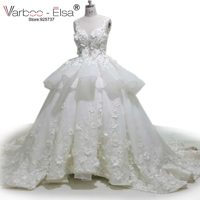 

Женское свадебное платье с 3d-аппликацией varboo_эльза, белое платье из органзы с милым бантом, роскошные свадебные бальные платья с кристаллами и бусинами, 2021