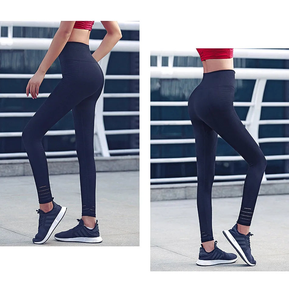 Женские Бесшовные штаны для йоги красные Открытые колготки фитнеса женские