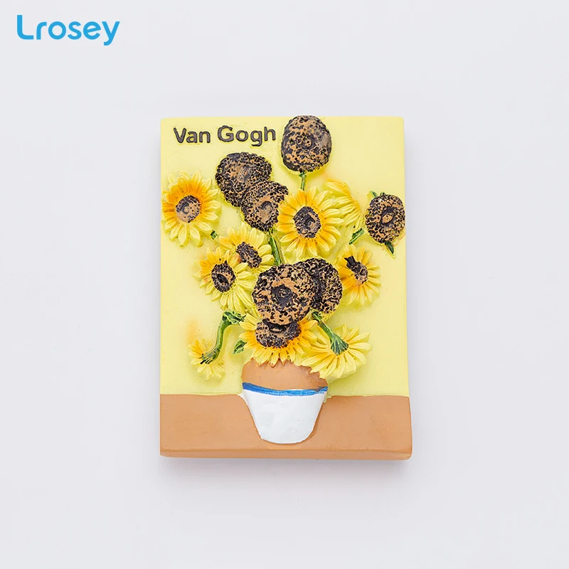 

3D fridge magnet souvenir home decor DIY Resin Magnetic message sticker Van Gogh Oil Painting Series Travel refrigerator magnets