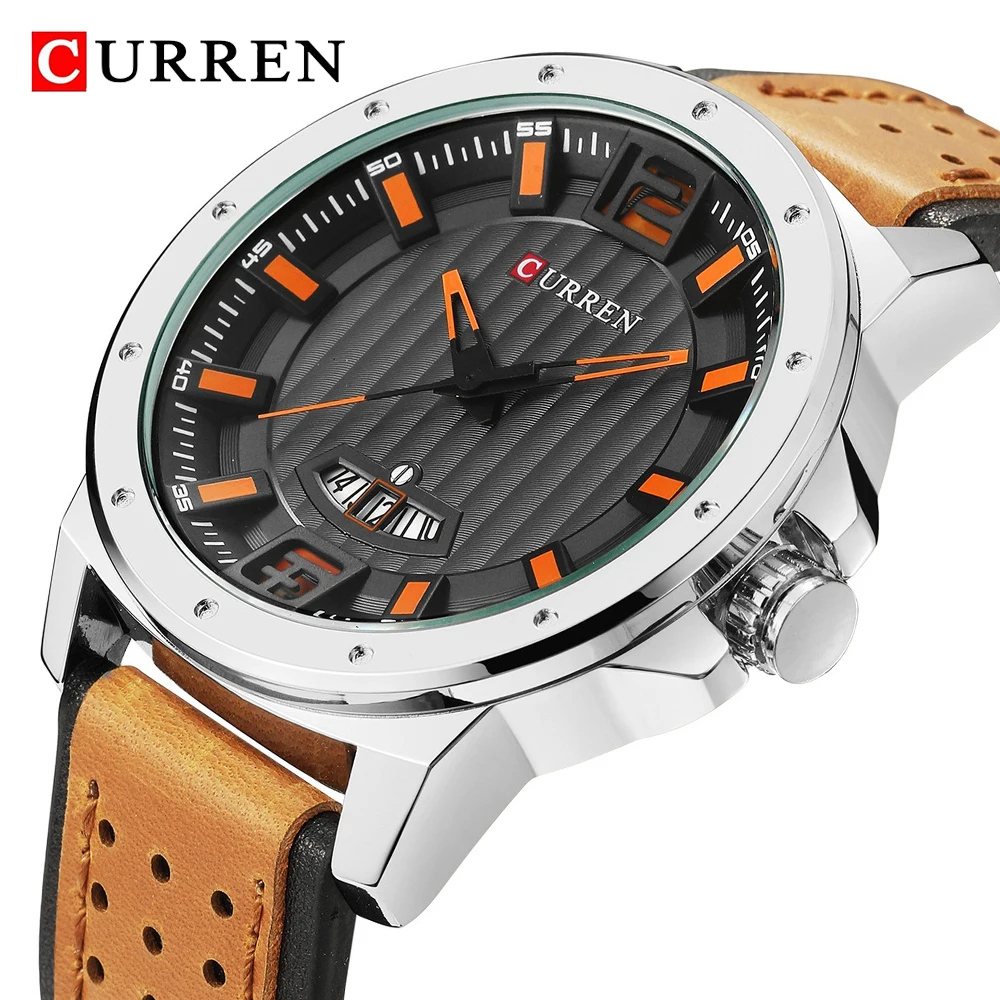Часы CURREN Мужские с хронографом спортивные Кварцевые водонепроницаемые