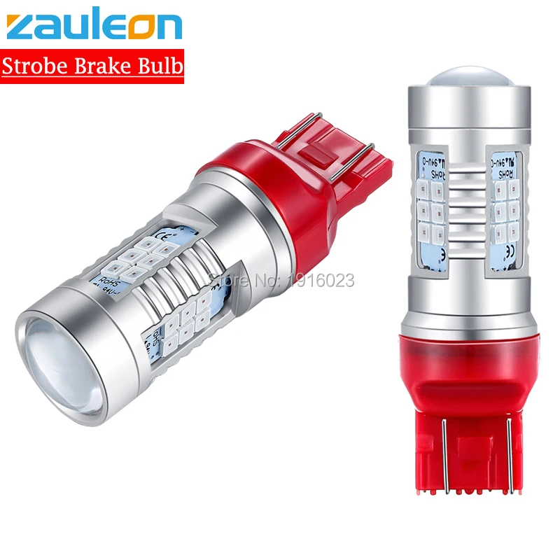 Zauleon 2 шт. 7443 W21/5 Вт Красный светодиодный стробоскопический светильник для заднего