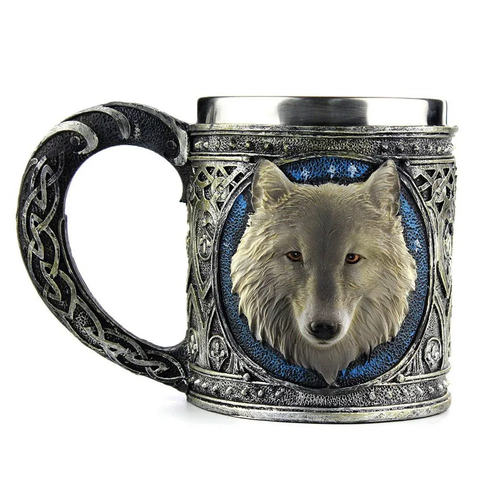 3D Волк МОК мультфильм Dier Lone Wolf Koning Drinkbeker Ретро Hars Rvs Voering Thee Bier Koffie Mok подарок sep40 |