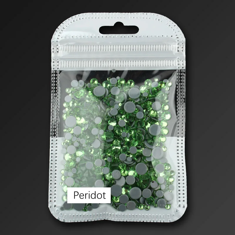 Peridot Высокое качество, исправление хрусталя и искусственного алмаза, прозрачный SS6-SS30, разные размеры, кристаллы и камни, 1000 шт./лот, для одежды, сделай сам - Цвет: Peridot