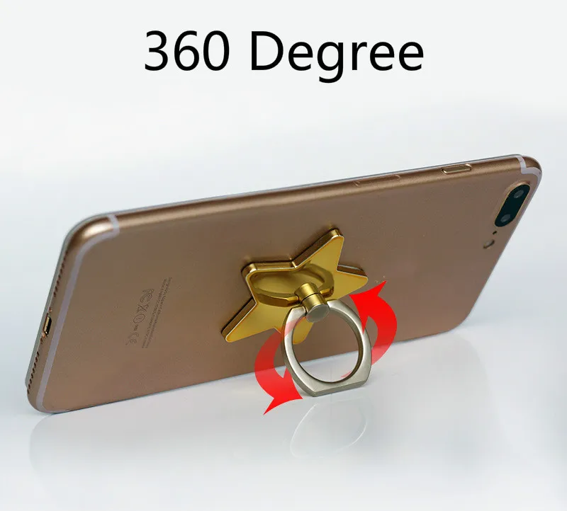 360 градусов Металл пятиконечная звезда крест дизайн палец кольцо мобильный