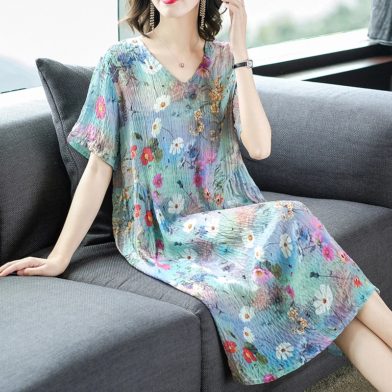 Plus size Dresses Floral Women Casual Long Loose Summer Beach Party Dress Elegant Vestidos Clothes 2019 Ladies dresses | Женская одежда