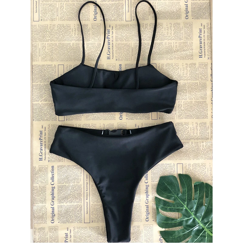 

2019 Summer Hollow Sexy Bikini Set Swimsuit Female Swimwear Women Strap Bathing Suit Buckle Push Up Bikinis Brazilian Monokini