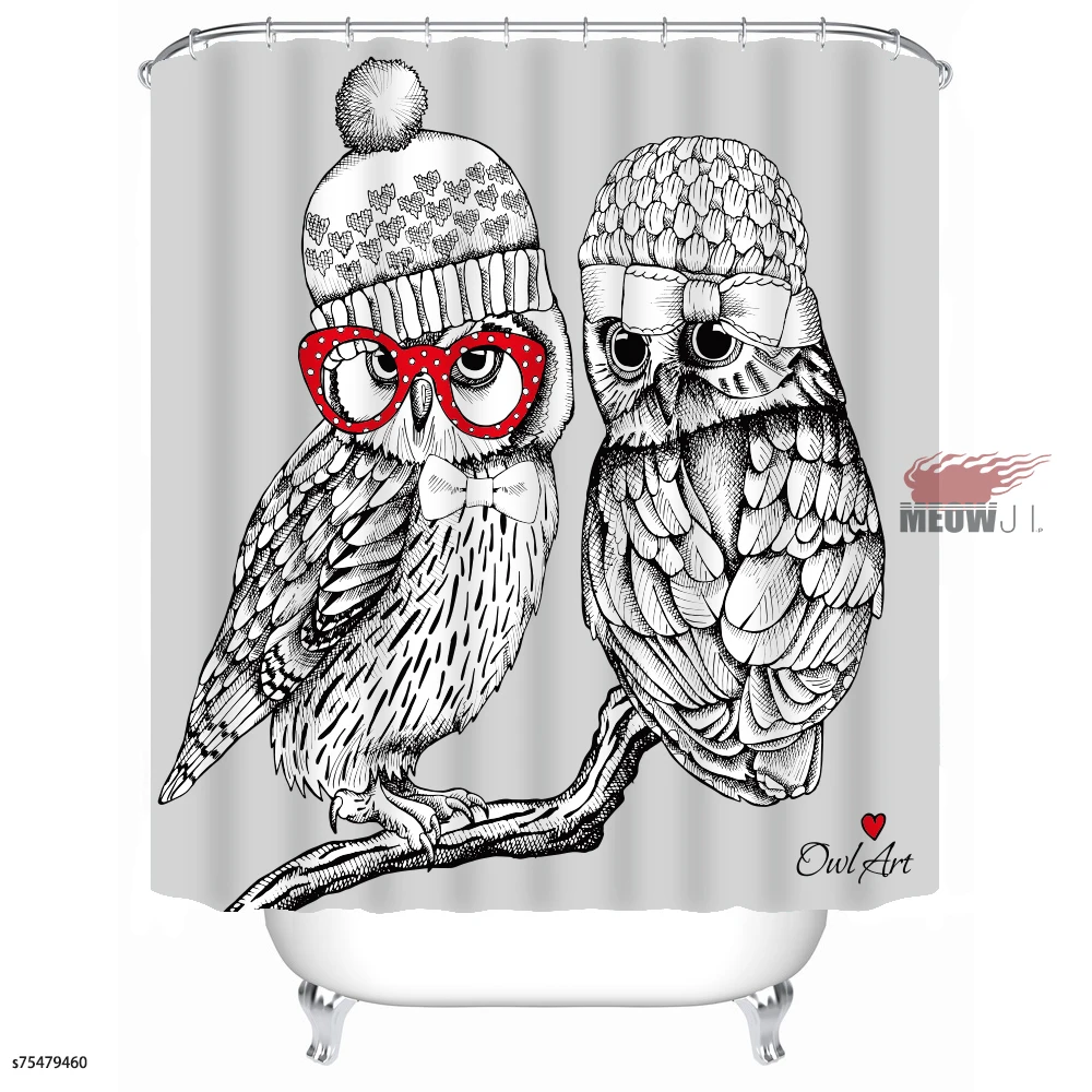 Очаровательные logy сова милые животные на заказ занавески для душа Ванная комната