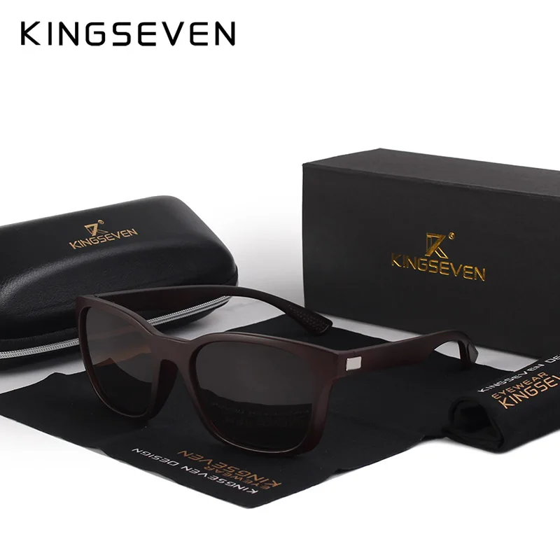 KINGSEVEN, Классические Модные поляризованные черные солнцезащитные очки, мужские очки для вождения, рыбалки, квадратные солнцезащитные очки - Цвет линз: C03 BROWN