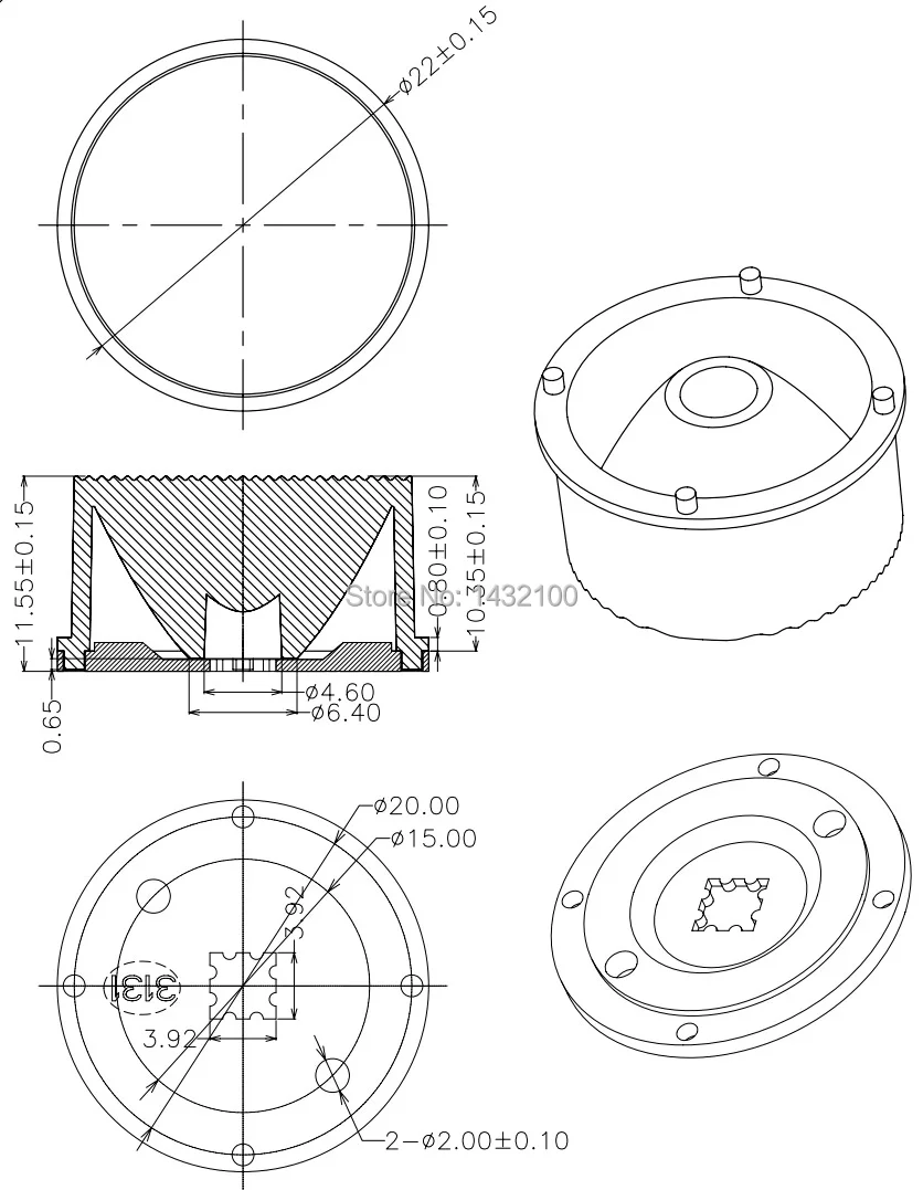 10x5 градусов диаметр 20 мм водонепроницаемый светодиодный объектив с держателем