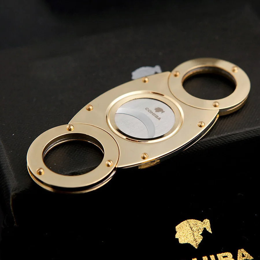 356F COHIBA двойные лезвия нержавеющая сталь позолоченные обрезки сигар карман гаджеты устройство для резки сигар ножи кубинский сигары ножницы 163GH - Цвет: 356F