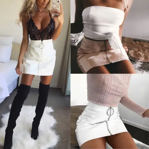 Новая женская модная юбка на молнии плиссированная эластичная короткая