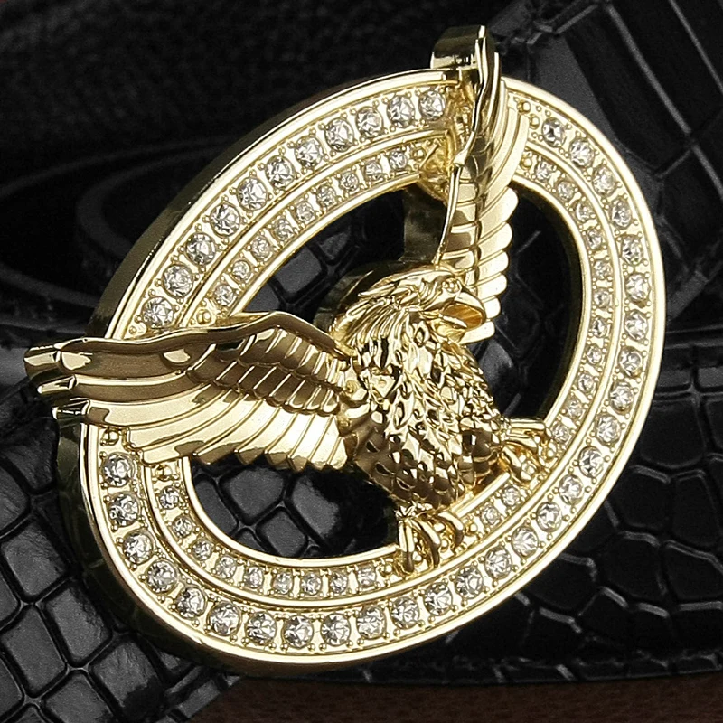Fashion brand wide belt high quality eagle Round buckle designer belts men genuine leather casual luxury Cowskin Waist Strap
