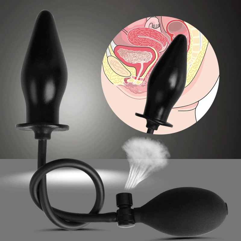 Silicone Anal Plug Pump Inflatable Butt Sex Toys For Adults Woman Anus G Spot Stimulate Large Black Buttplug Expander |