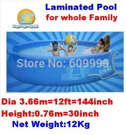 Dia 366 x H76 см (12 футов * 30 дюймов) Ультратонкий ламинированный семейный бассейн с