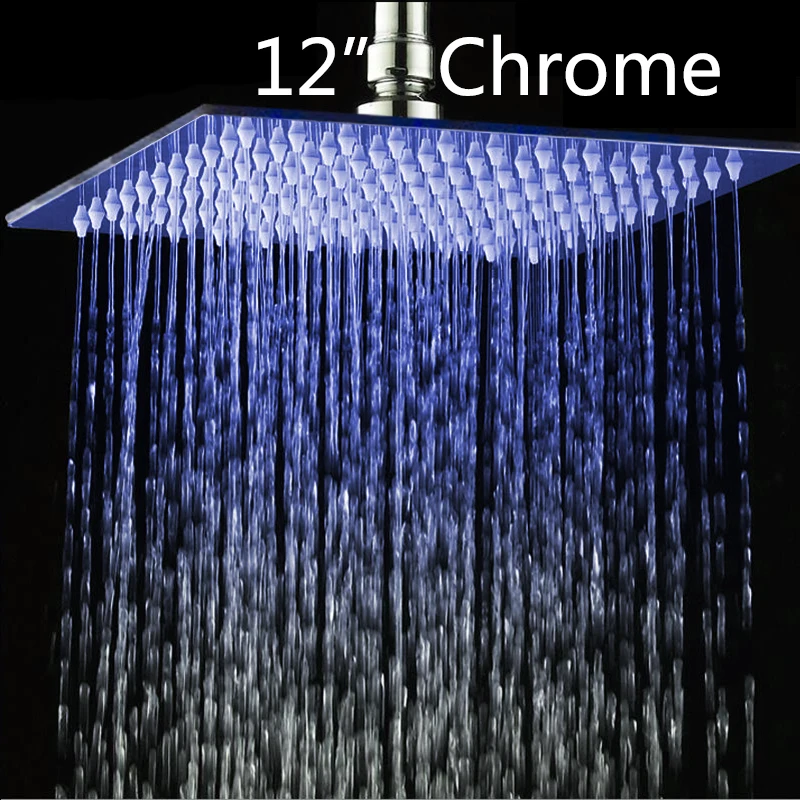 B8136LED-12 Monite, 8, 10, 12, 16, 20, 24 дюйма, светодиодный дождевой Душ, насадка B8136, нержавеющая сталь, дождевая душевая головка, ванная комната, ультра-тонкая душевая головка - Цвет: B8136LED-12