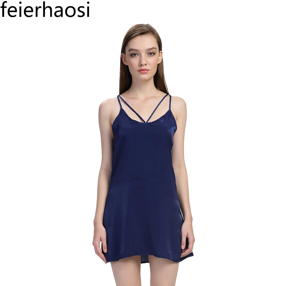 Feierhaosi женские пикантные Bodycon платье Синий Твердые спинки без рукавов круглый