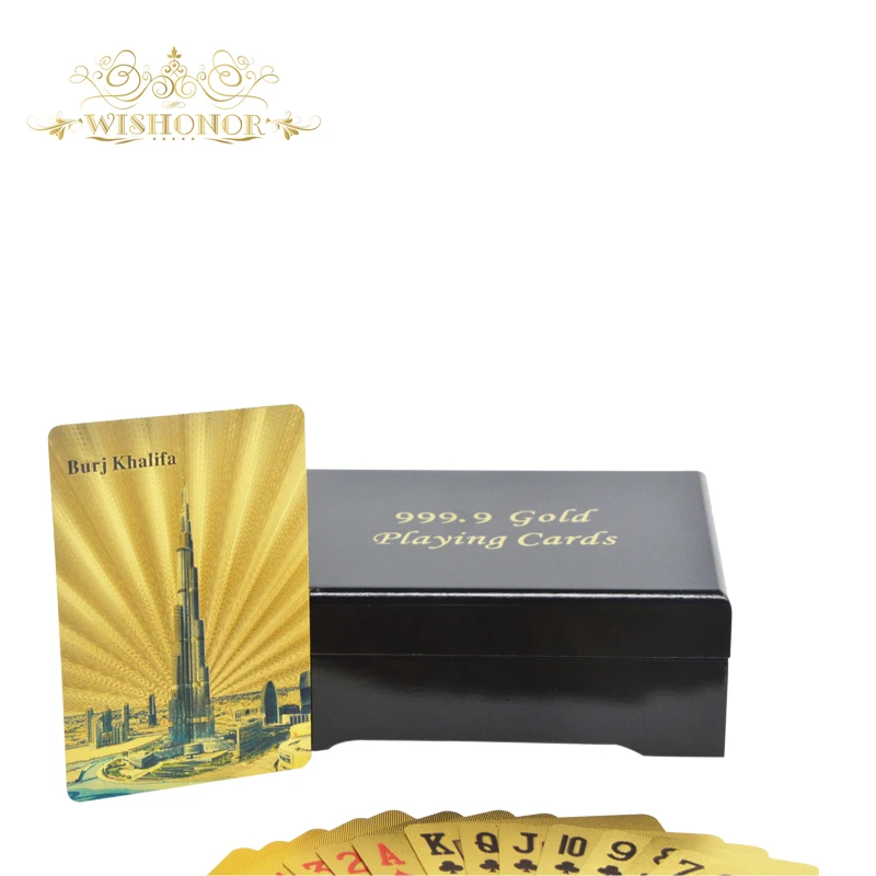 Хорошие товары красочные игральные карты Burj Дубай золото 24 К по индивидуальному