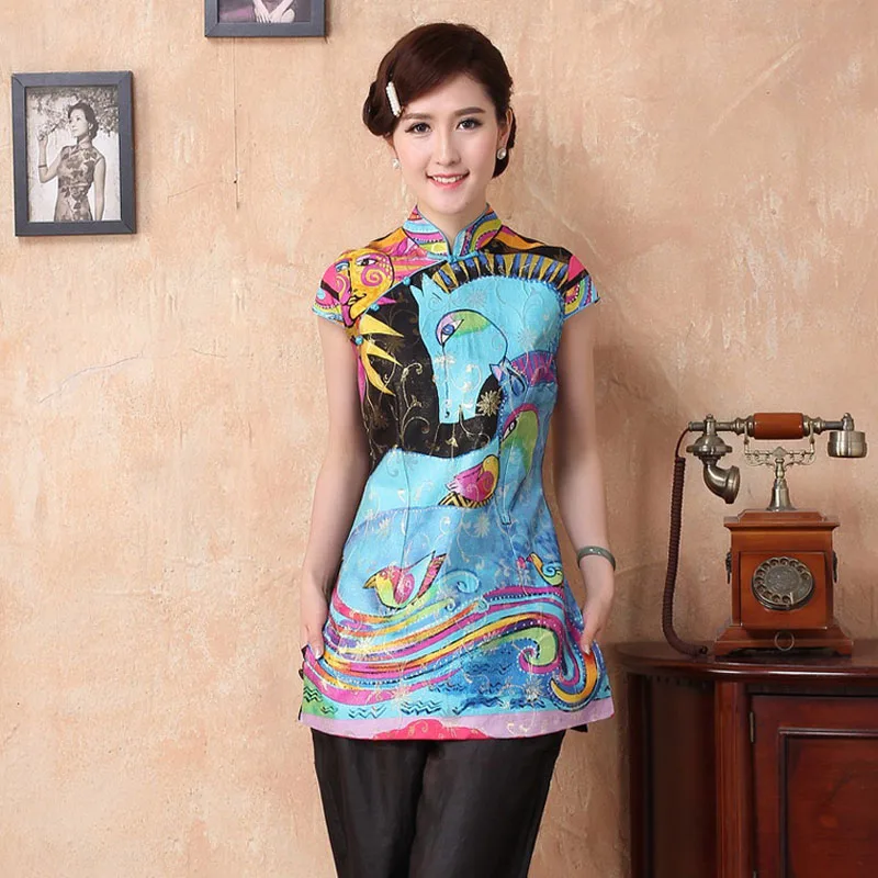 Женские блузки в национальном стиле китайские традиционные Топы cheong-sam женские