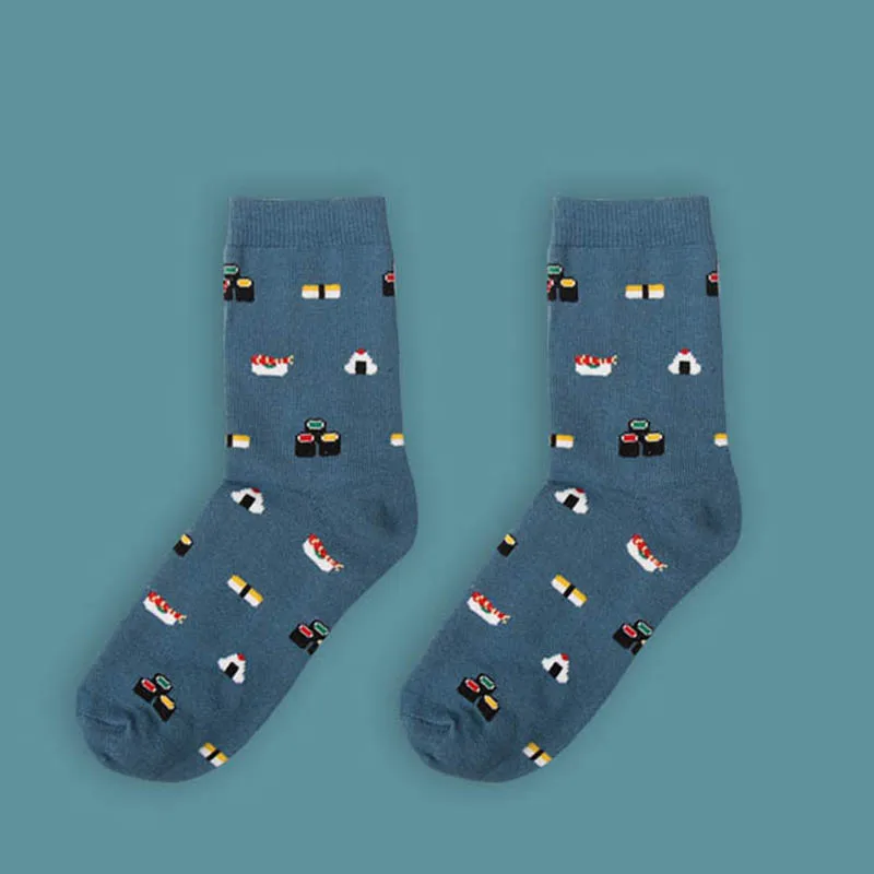 Blue Носки с рисунком кактуса из мультфильма удобные милые повседневные Мягкие хлопковые носки для девочек теплые короткие женские носки meias - Цвет: Blue