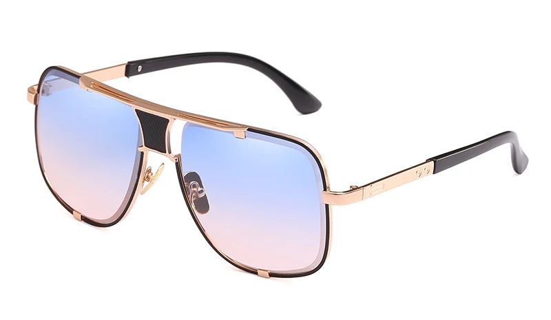 Gold w blue pink LEIDISEN негабаритных Квадратные Солнцезащитные очки Для мужчин модные Брендовая Дизайнерская обувь Для женщин солнцезащитных очков ретро Винтаж Одежда высшего качества металлические очки UV400 - Цвет линз: Gold w blue pink