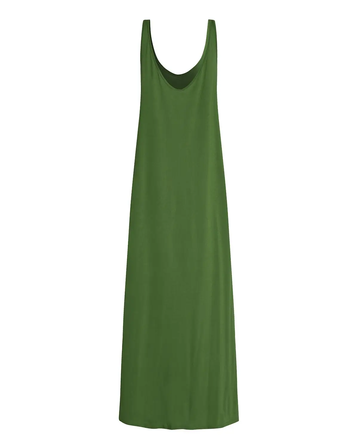 olive green Летнее платье без рукавов на бретелях, женское сексуальное платье с v-образным вырезом и открытой спиной, однотонные вечерние облегающие длинные платья макси, повседневные свободные платья размера плюс 2xl - Цвет: olive green