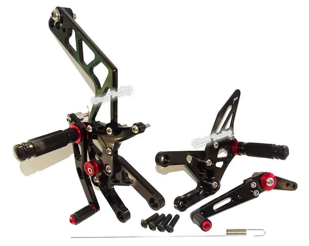 

waase CNC Aluminium Adjustable Rider Rear Sets Rearset Foot Rest Pegs Black For Yamaha YZF R1 2015 2016