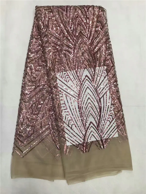 Африканский французский Кружево Ткань с блестками Высокое качество тюль 5 ярдов