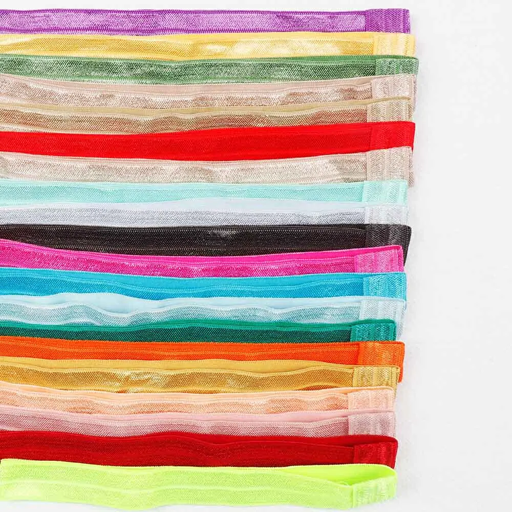 

40PCS 5/8" (15mm) Handmade Solid Candy Nylon Headbands FOE Fold Over Elastic Ribbon Band Hair Tie Headwear DIY Hair Accessories