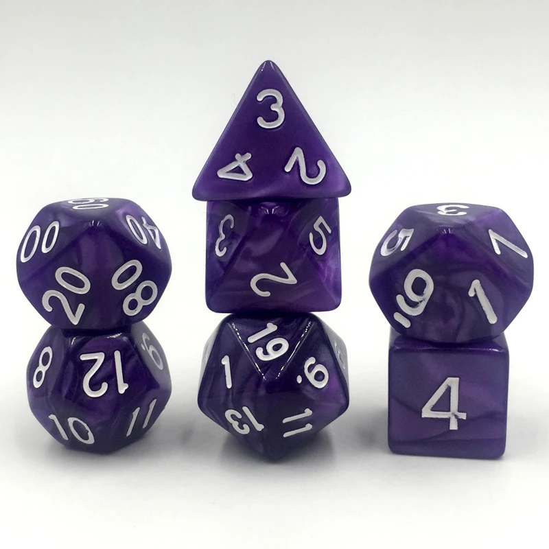 Ролевые игральные кости Rollooo с жемчугом 7 шт. D4 D6 D8 D10 D % D12 D20 |