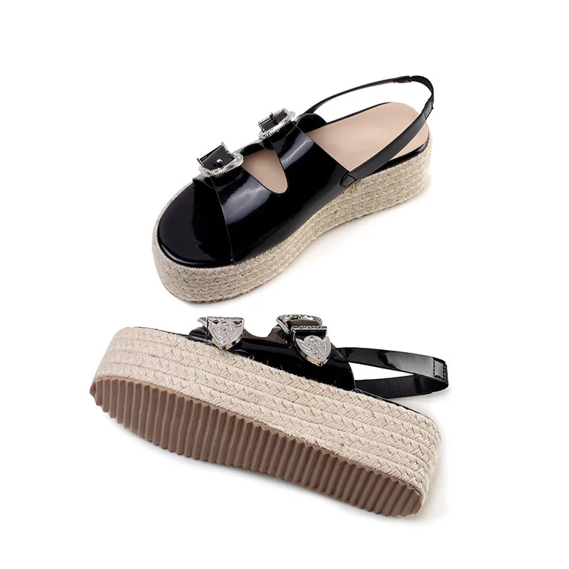 

Summer Women Sandals Flat zipper Solid color Fashion Spring Buckle PU Woman shoes
