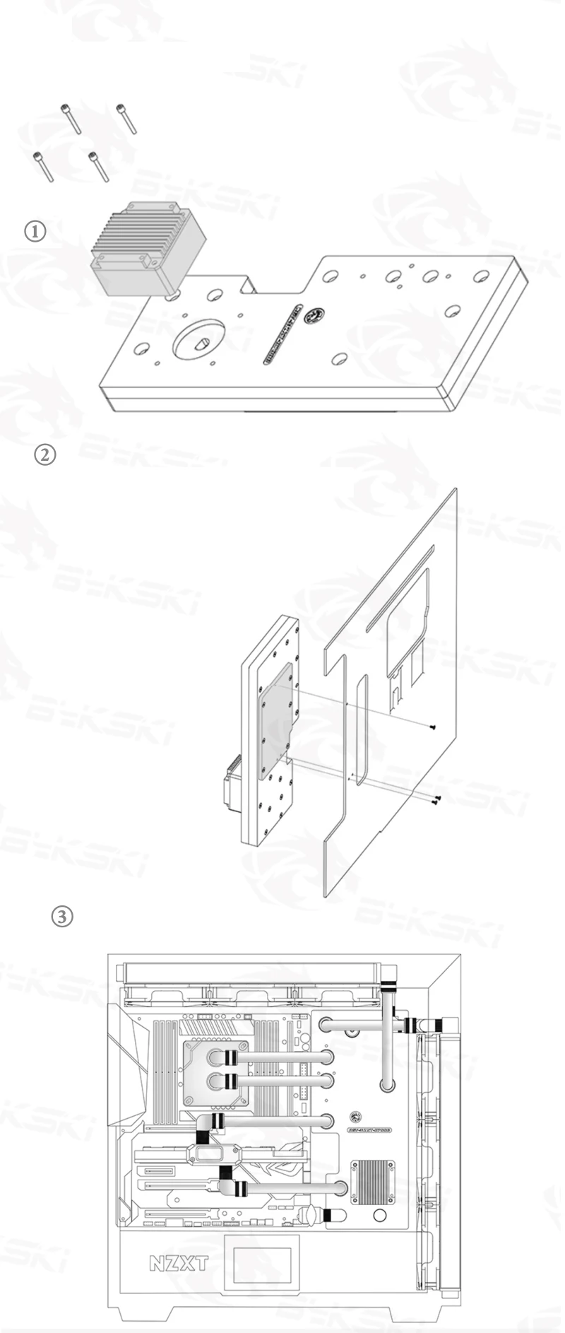 BYKSKI акриловая доска водяного канала решение использовать для NZXT H700B чехол компьютера для процессора и GPU Блок охлаждения/3PIN RGB светильник