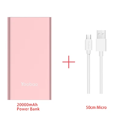 Yoobao A2 повербанк 20000mAh внешний аккумулятор с двойнымм портами выхода/входа литий-полимерный повер банк 14,5мм ультратонкая портативная зарядка с с цифровым индикатором - Цвет: PK-Add Micro Cable