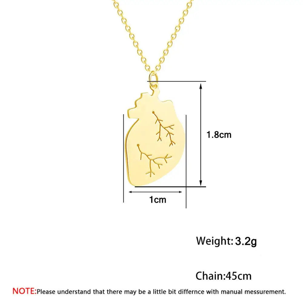 Тоторова Анатомическое Сердце Кулон Ожерелье Женщины человека медицинская