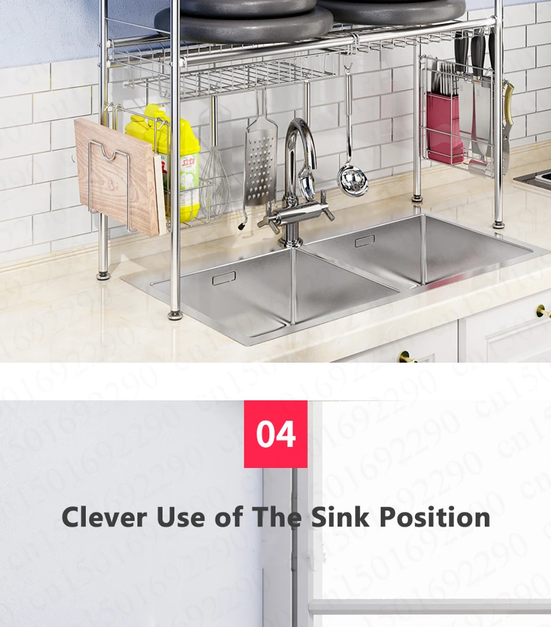 Multi Layered Kitchen Dish Rack Iron Dish Drainer Stainless Steel Sink Drain Rack Kitchen Rack Storage Shelf Kitchen Organizer