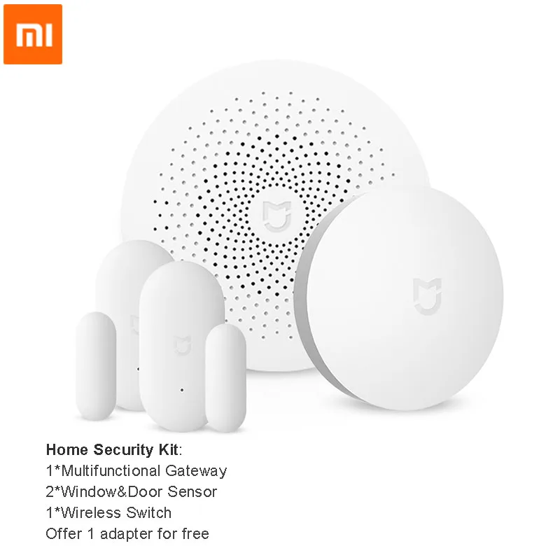 Xiaomi умный дом Комплект Mijia шлюз двери окна человеческого тела датчик температуры и влажности Датчик беспроводной переключатель Zigbee розетка - Цвет: Security Bundle