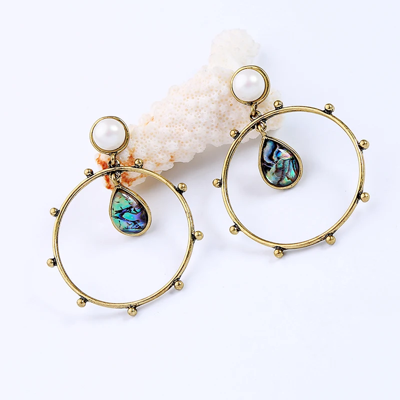 Ретро этнические массивные круглые акриловые жемчужные серьги модные ювелирные