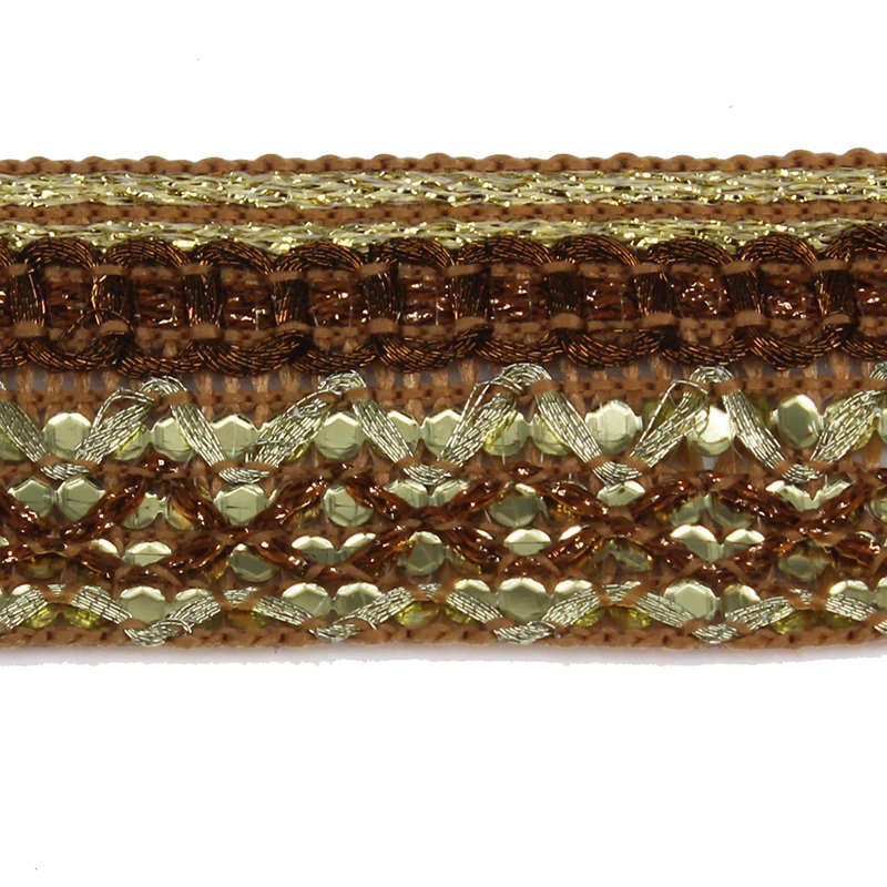 Плетеные бусины золотого и коричневого цвета кружевная отделка мотив шнур