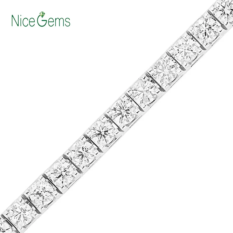 NiceGems однотонный 14K белый женский браслет из драгоценного камня с муассанитом