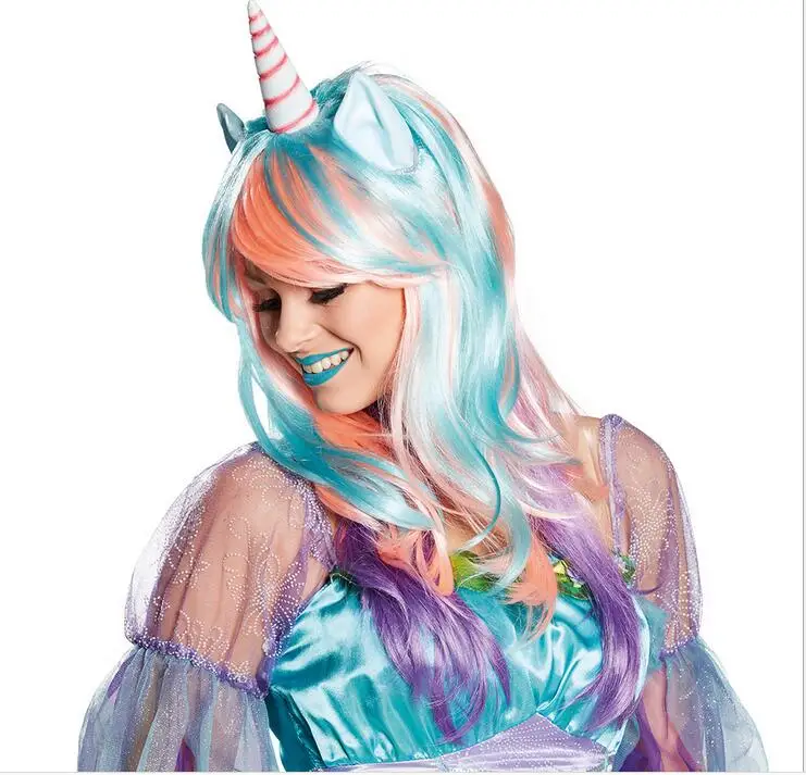 50 шт. DHL пони Радуга Дэш Косплей цветные синтетические волосы шляпы для вечеринки