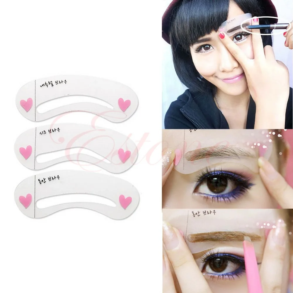 Новые 3 стиля трафареты для бровей простой класс карта рисования инструменты