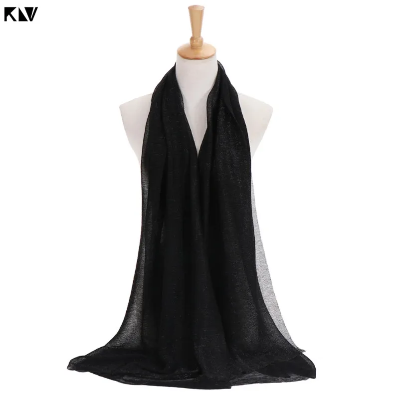 KLV/Для женщин; однотонная; украшенная пайетками; Цвет Hijab шарф мусульманский Исламская Турция тюрбан, повязка на голову