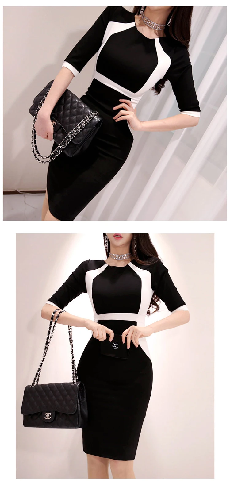 Модное женское удобное элегантное базовое лоскутное платье, Новое поступление, вечерние, милое, сексуальное, винтажное, милое, с круглым вырезом, тонкое платье-карандаш