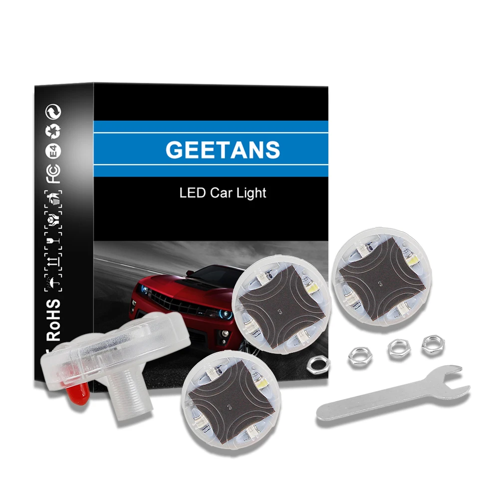GEETANS 4 шт. подсветка для колес автомобиля светодиодный вспышка клапаны покрышки