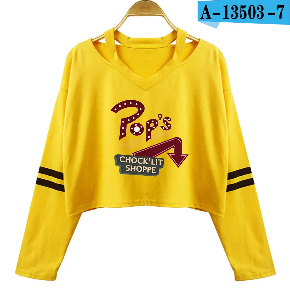 Yellow Ривердейл, южная сторона, змей, сексуальные, длинный рукав, хлопок, кроп, топы, рубашка, женская, с открытыми плечами, рубашка, для девушек, уличная одежда, женская одежда - Цвет: Yellow