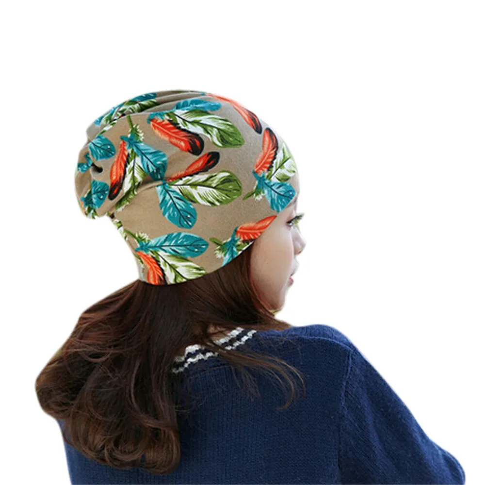 Женские эластичные шапки с перьями бандана для химиотерапии плиссированные